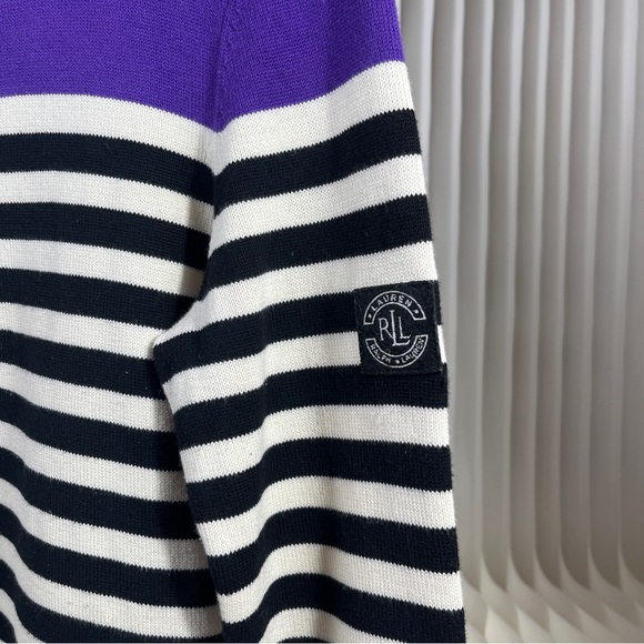 Ralph Lauren Purple and Black Striped Women’s Sweater - Picture 2 of 14